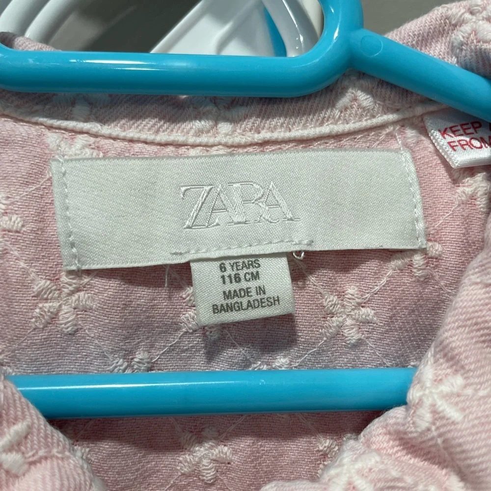 Zara Pink Button Down Kids Shirt with Star Pattern
